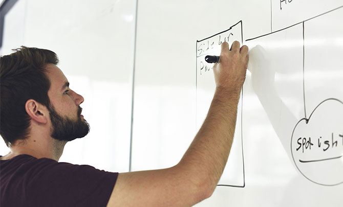 Man drawing on a whiteboard